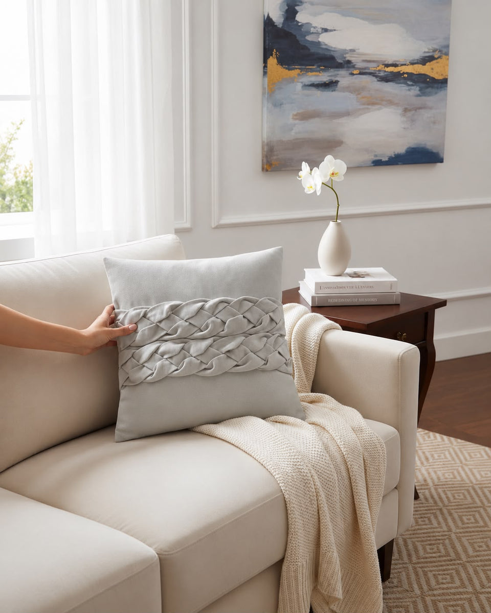 Ivory Braid Cushion Cover