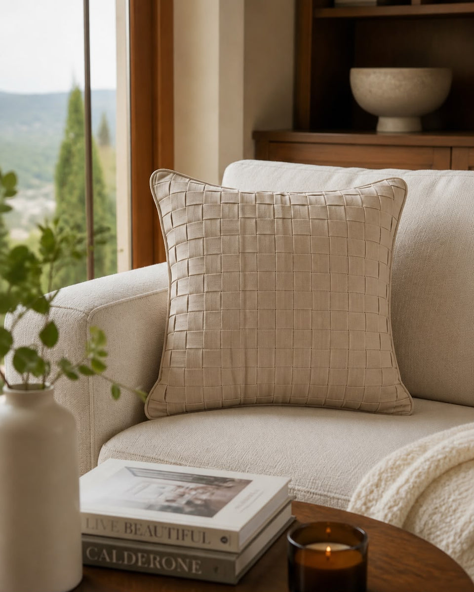 Cotton Grid Cushion Cover