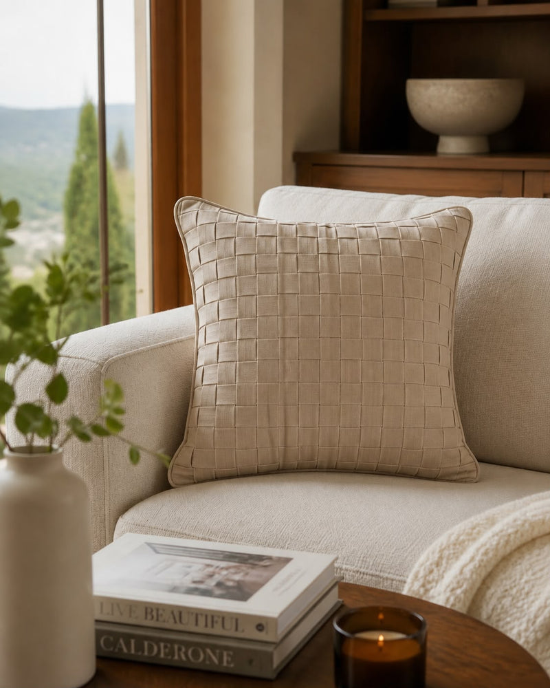 Cotton Grid Cushion Cover