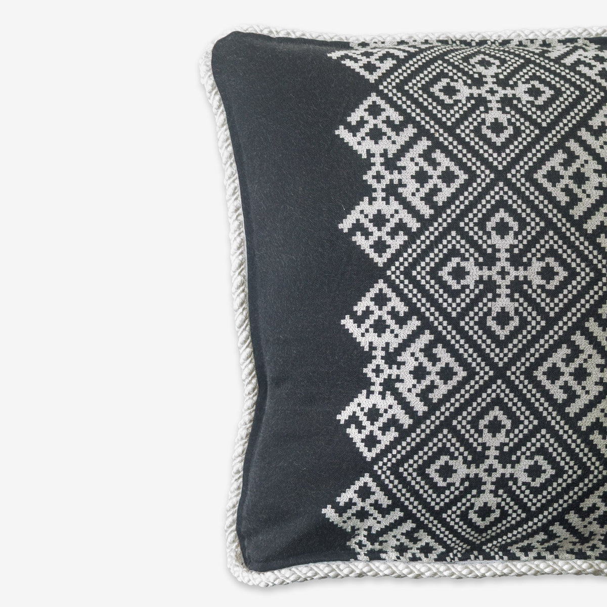 Black Woven Geometry Cushion Cover