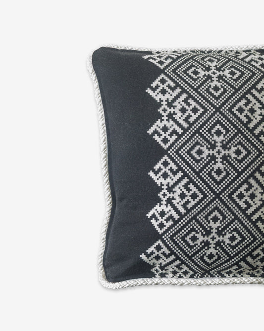 Black Woven Geometry Cushion Cover